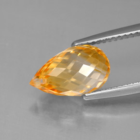 Citrine jaune naturelle briolette, 3,86 ct, VVS