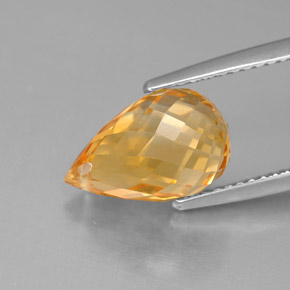 Citrine jaune naturelle briolette, 4,10 ct, VVS
