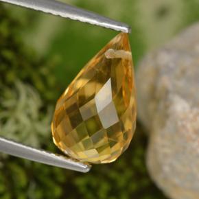 Citrine jaune naturelle briolette, 3,48 ct, VS