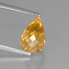 Citrine jaune naturelle briolette, 3,90 ct, VVS-VS