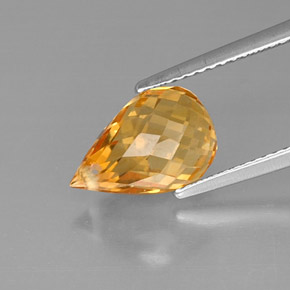 Citrine jaune naturelle briolette, 3,90 ct, VVS-VS