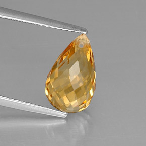 Citrine jaune naturelle briolette, 3,60 ct, VVS