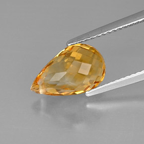 Citrine jaune naturelle briolette, 3,60 ct, VVS