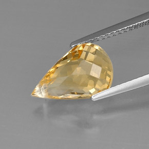 Citrine jaune naturelle briolette, 3,84 ct, VVS
