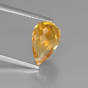 Citrine jaune naturelle briolette, 3,48 ct, VVS-VS