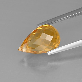 Citrine jaune naturelle briolette, 3,48 ct, VVS-VS