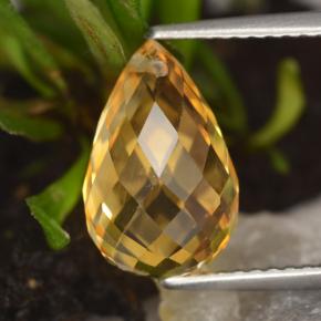 Citrine jaune naturelle briolette, 3,86 ct, VVS