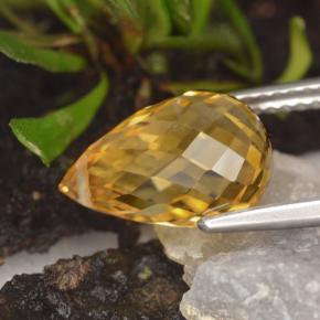 Citrine jaune naturelle briolette, 3,86 ct, VVS
