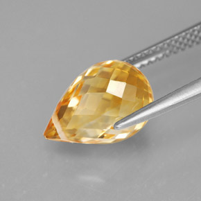 Citrine jaune naturelle briolette, 3,97 ct, VVS