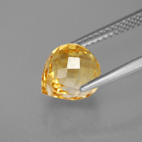 Citrine jaune naturelle briolette, 3,10 ct, VVS