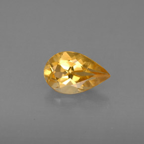 Citrine jaune naturelle en forme de poire, 0,75 ct, VS