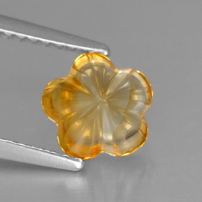 Citrine jaune naturelle taille fleur, 1,18 ct, transparent