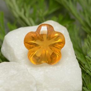 Citrine orange naturelle taille fleur, 1,29 ct, transparent