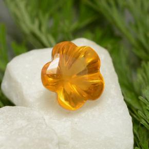 Citrine orange naturelle taille fleur, 1,29 ct, transparent