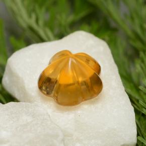 Citrine orange naturelle taille fleur, 1,29 ct, transparent