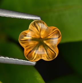 Citrine orange naturelle taille fleur, 1,24 ct, transparent