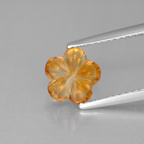 Citrine orange naturelle taille fleur, 1,31 ct, transparent