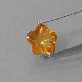 Citrine orange naturelle taille fleur, 1,18 ct, transparent