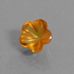 Citrine orange naturelle taille fleur, 1,36 ct, transparent