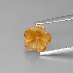 Citrine orange naturelle taille fleur, 1,29 ct, transparent