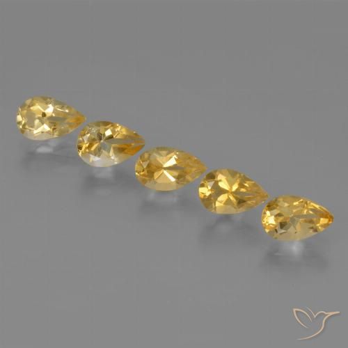 3.92ctw Naturel Doré léger Citrine, En forme de poire, VVS-VS