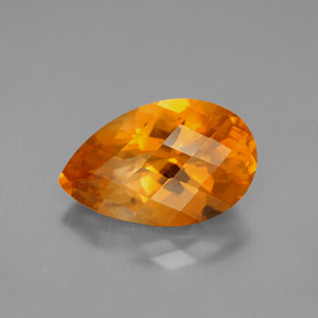 Citrine orange naturelle en forme de poire, 4,18 ct, VVS