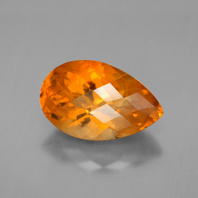 Citrine orange naturelle en forme de poire, 4,18 ct, VVS