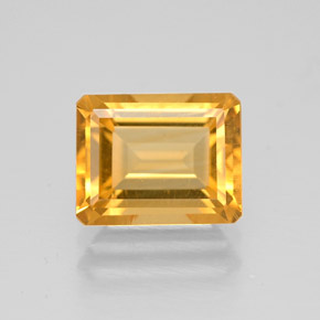 Citrine jaune naturelle taille émeraude, 1,97 ct, VVS