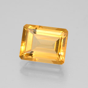 Citrine jaune naturelle taille émeraude, 1,97 ct, VVS