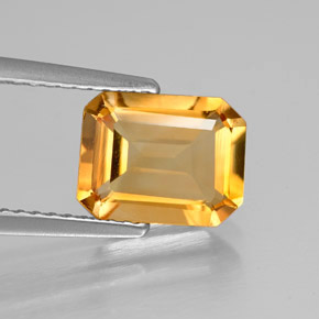 Citrine jaune naturelle taille émeraude, 1,80 ct, VVS