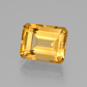 Citrine jaune naturelle taille émeraude, 2,26 ct, VVS-VS
