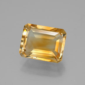 Citrine jaune naturelle taille émeraude, 2,23 ct, VVS