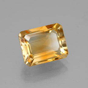 Citrine jaune naturelle taille émeraude, 2,23 ct, VVS
