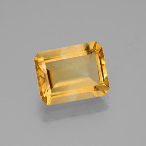 Citrine jaune naturelle taille émeraude, 1,77 ct, VVS