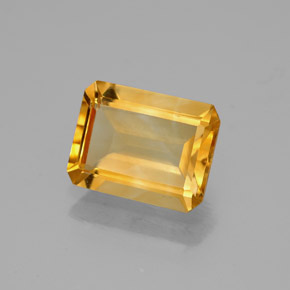 Citrine jaune naturelle taille émeraude, 1,77 ct, VVS