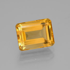 Citrine jaune naturelle taille émeraude, 2,20 ct, VVS