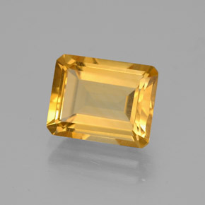 Citrine jaune naturelle taille émeraude, 2,03 ct, VVS