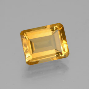 Citrine jaune naturelle taille émeraude, 2,03 ct, VVS