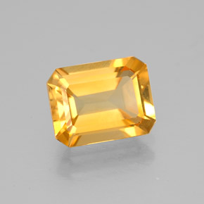Citrine jaune naturelle taille émeraude, 1,88 ct, VVS