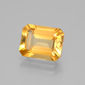 Citrine jaune naturelle taille émeraude, 1,88 ct, VVS