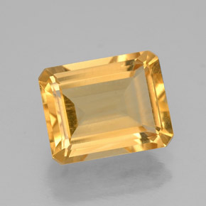 Citrine jaune naturelle taille émeraude, 1,97 ct, VVS