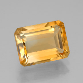 Citrine jaune naturelle taille émeraude, 2,06 ct, VVS-VS