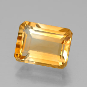 Citrine jaune naturelle taille émeraude, 2,06 ct, VVS-VS