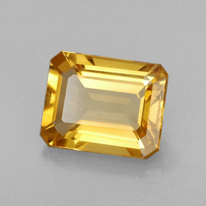 Citrine jaune naturelle taille émeraude, 1,94 ct, VS