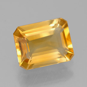 Citrine jaune naturelle taille émeraude, 1,90 ct, VVS-VS