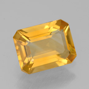 Citrine jaune naturelle taille émeraude, 1,90 ct, VVS-VS