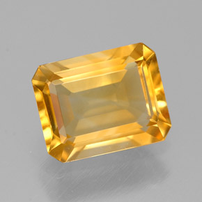 Citrine jaune naturelle taille émeraude, 1,85 ct, VVS-VS