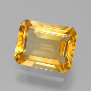 Citrine jaune naturelle taille émeraude, 1,85 ct, VVS-VS