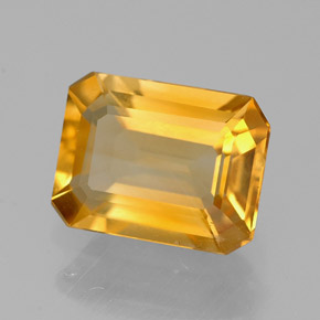 Citrine jaune naturelle taille émeraude, 1,90 ct, VVS-VS