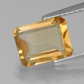 Citrine jaune naturelle taille émeraude, 1,77 ct, VVS-VS